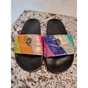 Kurt Geiger metalic multi-color London Meena Logo‎ slides size 38/7.5